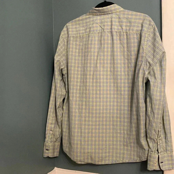 UNTICKit men’s large button down shirt - 100% cotton - green/blue plaid large - Picture 6 of 7